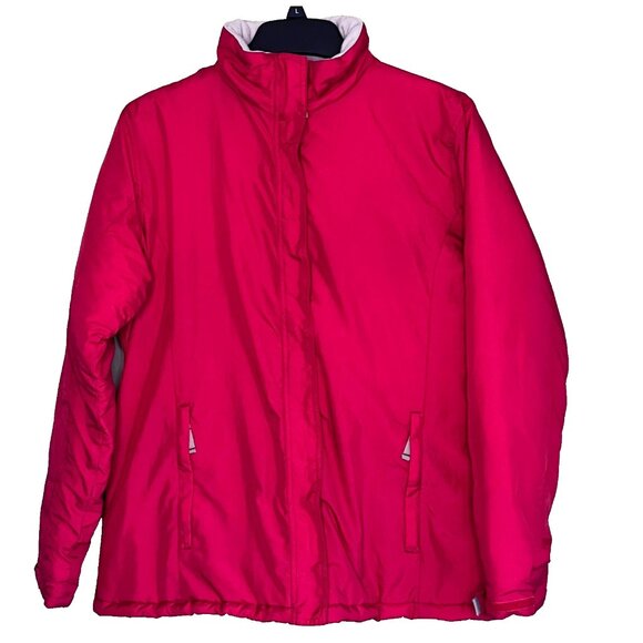 Weather Stoppers by Totes Hooded Coat sz L Pockets Quilted Lining Zip Red - Picture 1 of 9
